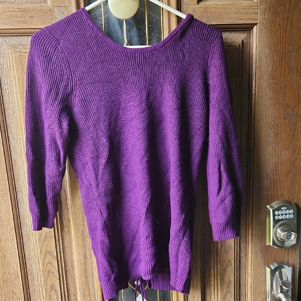 New York & Company Rich Purple Crew Neck Sweater